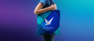Tote bag design featuring Valravn logo by Alfredo Muccino, Solid Branding
